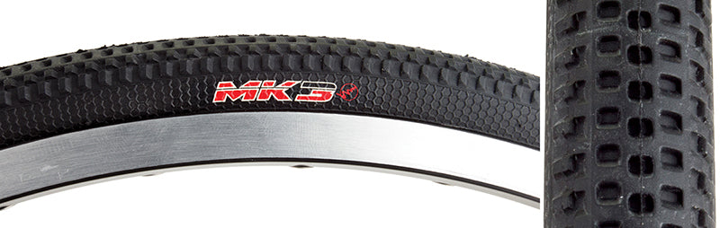 Close-up of the 20x1 MK3 Bicycle Tire, showcasing small knobs for traction and a relatively smooth surface for speed.