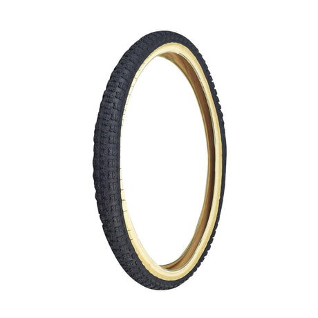 20x1.75 Black MX3/C714 Bicycle Tire with knobby BMX tread and skin sidewalls, displayed in a circular shape.