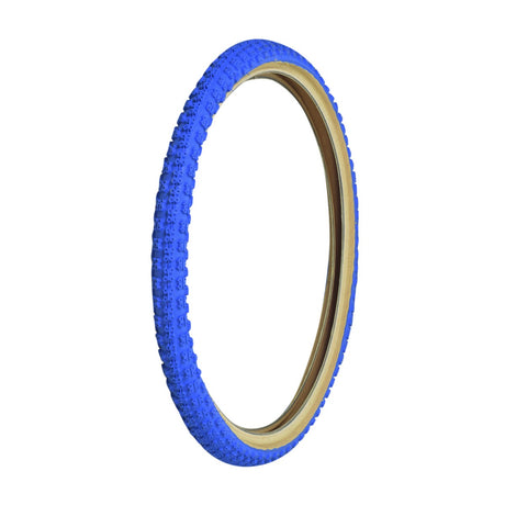 20x1.75 Blue MX3/C714 Bicycle Tire featuring classic knobby BMX tread and skin sidewalls.