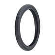 20x2.125 Black/Black Classic Slick Bicycle Tire with stitching, featuring a slick center tread and continuous curved lines on the outer tread, ideal for vintage-style rides and BMX bikes.