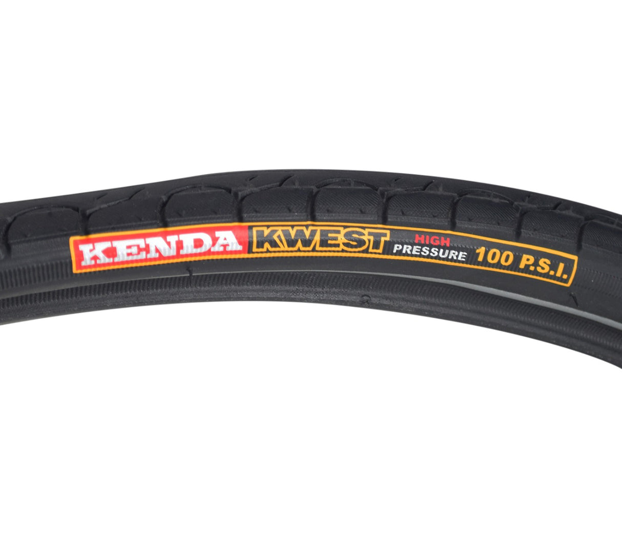 26x1.25 Reflective Kwest Bicycle Tire showcasing smooth rounded tread with large water dispersion grooves, designed for commuter and recumbent bikes, featuring reflective sidewall striping for enhanced low-light visibility.