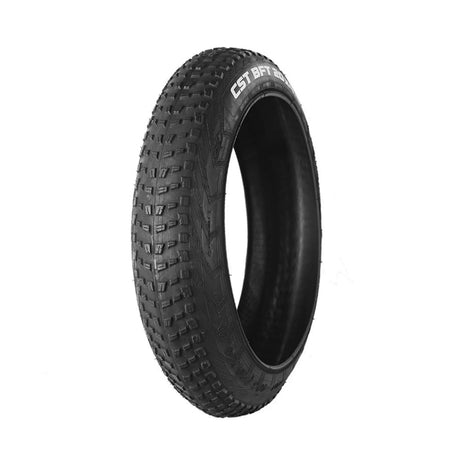 26x4.0 CST BFT Knobby Fat Bike Tire with directional tread pattern, ideal for low-pressure use on mud, snow, or sand.