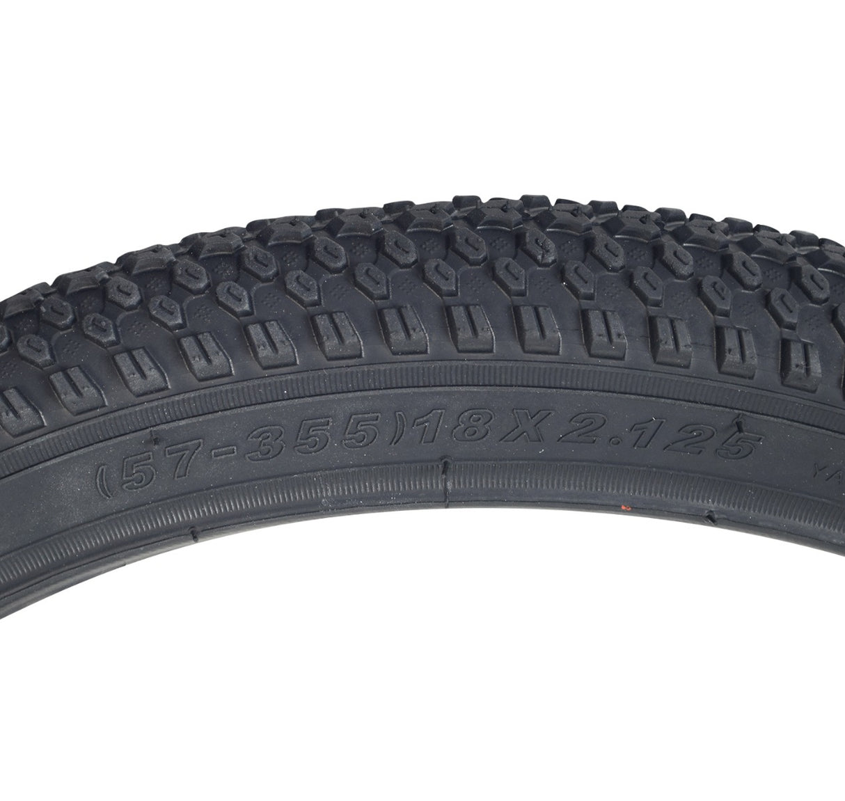 18X2.125 (57-355) Directional Tread Bike Tire featuring a small knob tread pattern, ideal for BMX and dirt bikes. Close-up shows the intricate tread design, indicating durability and performance.