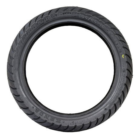 Kenda 130/60-13 Performance Tire with K413 Tread for the TaoTao EVO 150 Scooter, showcasing a distinctive, race-inspired tread pattern for enhanced performance.