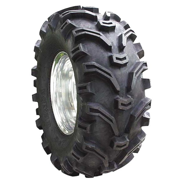 22x8.00-10 ATV tire with K299 BearClaw tread, featuring a black tire with a silver rim, designed for maximum traction and durability on rough terrains.