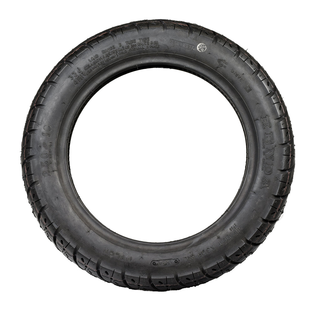 Kenda 2.50-10 Scooter Tire with K329 Tread, showcasing a durable tread pattern designed for superior traction and handling, suitable for scooter applications and DOT approved for highway use.