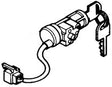 Key Switch Assembly for Honda Elite 250 (1985-1987 Models) (OEM) depicted in a detailed black and white drawing, showcasing the mechanical device's intricate design and key mechanism.