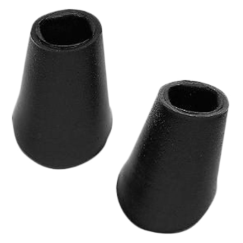 Rubber Shoes for Double Kickstands, featuring two black rubber pieces: a conical shape and a cylindrical tube with holes designed to protect kickstand legs and prevent floor damage.