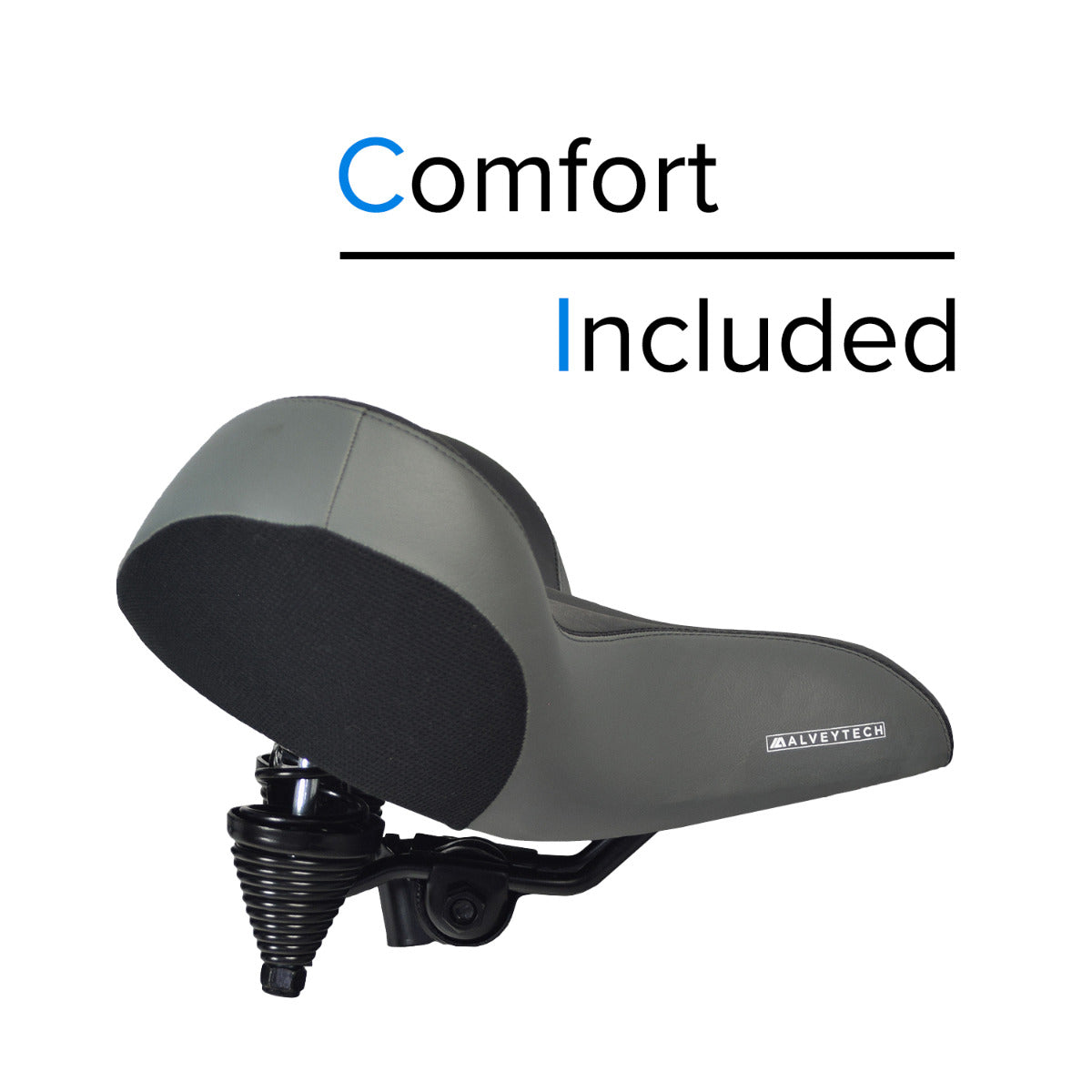 Oversized Extra Wide Cruiser Saddle Seat for Bikes & Scooters, featuring a black and grey design, ideal for beach cruisers and exercise bikes, offering enhanced comfort with its broad and supportive structure.