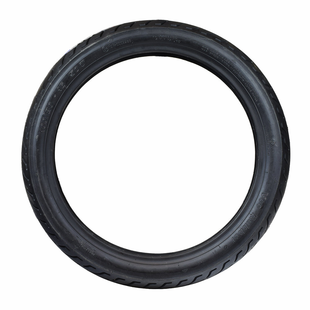 KYMCO 100/80-16 Scooter Tire with distinctive treads, designed for high-speed performance and superb traction on both wet and dry roads.