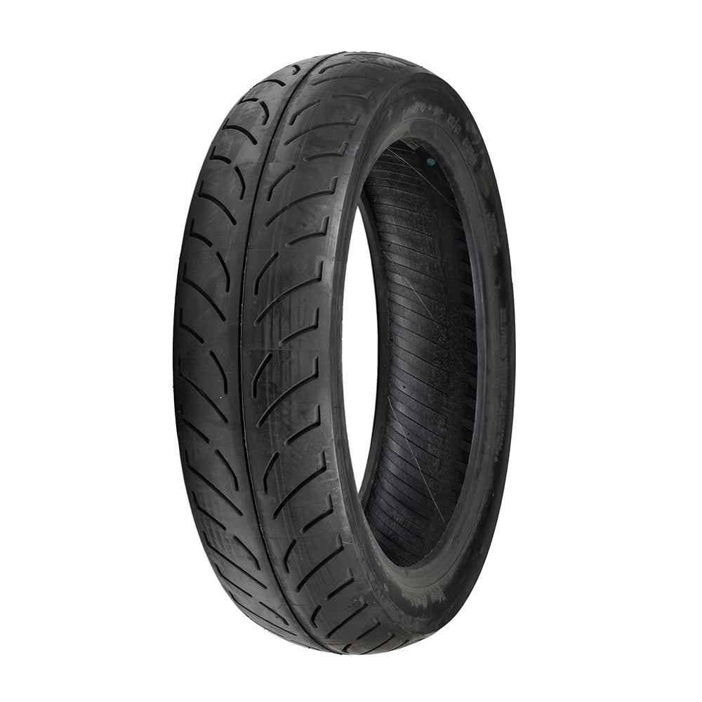 KYMCO 140/70-16 Scooter Tire with a prominent tread pattern, designed for all-season performance. Ideal for KYMCO People scooters, offering superb water displacement and durability for year-round riding.