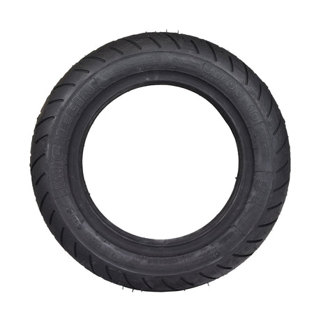 KYMCO Sento 90/90-10 Scooter Tire featuring a sleek, circular design with a high-performance tread pattern, ideal for wet surfaces, embodying Michelin's style and functionality for both front and rear wheels.