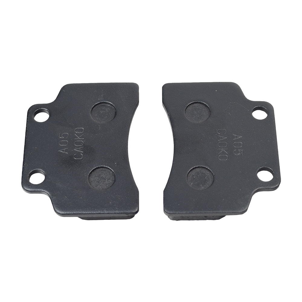 Wide Front Disc Brake Pads with 28 mm Hole Spacing for Scooters, ATVs, Dirt Bikes, & Go-Karts, featuring black metal construction with dual mounting holes.