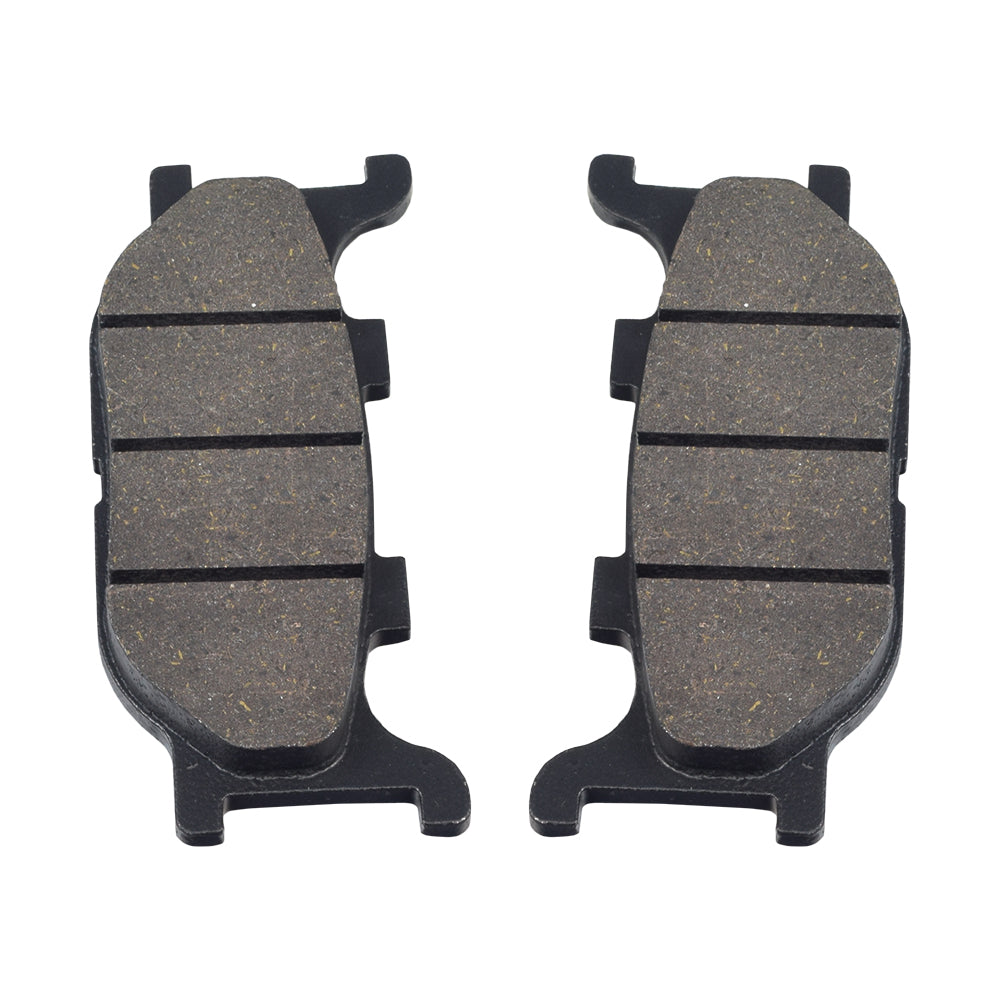 Front Brake Pads for Tank Touring 150DE and Roketa Bali 150, shown as a pair of black brake pads in a close-up view, highlighting their easy installation and asbestos-free material.