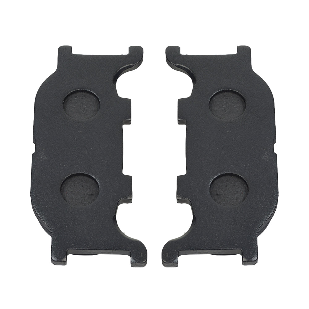 Front Brake Pads for Tank Touring 150DE and Roketa Bali 150, featuring two black plastic objects with circular holes, designed to provide efficient stopping power and easy installation.