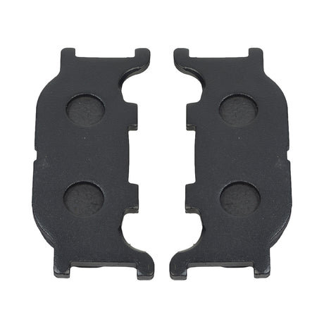 Front Brake Pads for Tank Touring 150DE and Roketa Bali 150, featuring two black plastic objects with circular holes, designed to provide efficient stopping power and easy installation.