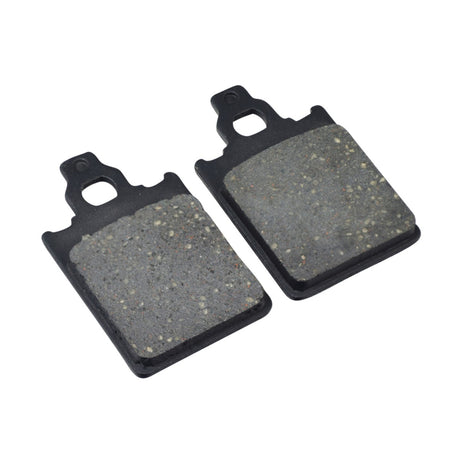 Front Brake Pads for the Vespa P/PX Series, shown in close-up detail, highlighting their black and grey design, essential for maintaining vintage scooters and their modern clones like the Genuine Stella.