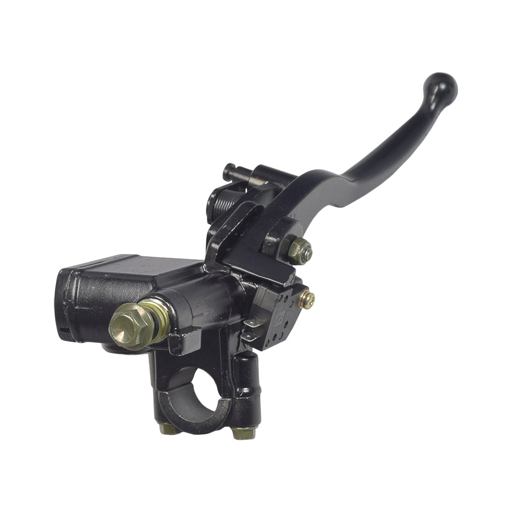 Black Left Side Brake Lever with Master Cylinder for eWheels EW-36 & EW-36 Elite Scooters, showing a close-up of the black lever, handle, and master cylinder with a sliding lock.