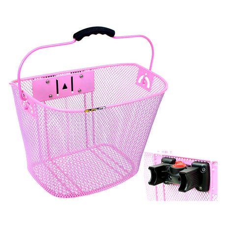 Large Basket with Quick Release featuring a sturdy black handle, ideal for bikes and scooters, providing practical storage solutions for various uses.