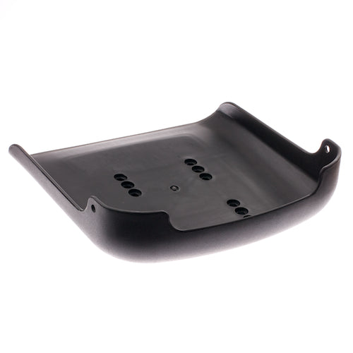 Large Molded Black Plastic Seat Base for Revo Mobility Scooter (SC60/SC63/SC64) featuring multiple holes for assembly and attachment.