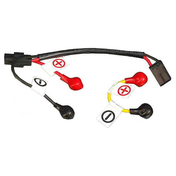 Battery Harness Assembly for the ActiveCare/Drive Medical Cobalt & Cobalt X23 Power Chairs, showing close-up of red and black wires used for easy DIY battery replacement.