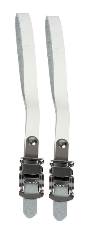 Leather Toe Straps for bikes and scooters, shown as a pair of white straps.