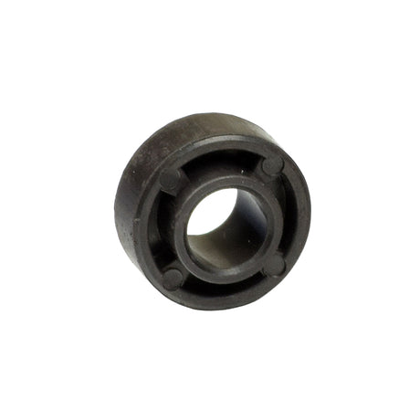 LED Flash Spacer for Kick Scooter Wheels, a black round object with holes, fits between 608ZZ or 608-2RS ABEC-5 bearings to provide electrical contact for light-up functionality.