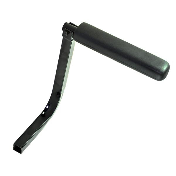 Left Armrest Assembly for the Drive Falcon 3 and Falcon 4 Mobility Scooters, featuring a sleek black handle with a curved design, suitable for the left side of the seat assembly.