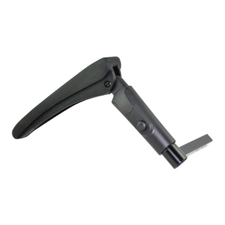 Left Armrest Assembly for the Drive Gladiator (G694) Mobility Scooter, featuring a long handle and sleek design, shown in a close-up view highlighting its sturdy construction.