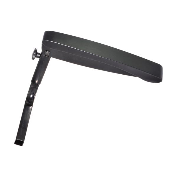 Left Armrest Assembly for the Shoprider Dasher 9, Jimmie, Smartie, Streamer 888WB, and Trooper; features a black plastic rectangular armrest with an attached screw.