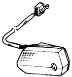 Left Front Turn Signal Assembly for the Honda Elite 250 Scooter (1985-1988 Models) (OEM) - a black and white sketch showing the device's intricate design and cable connections.