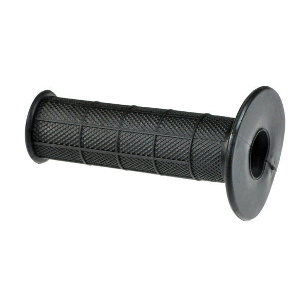 Left Handlebar Grip for the Baja DR70, featuring a black handlebar with a hole, close-up of a roller, and part of a wheel.