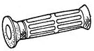 Left Handlebar Grip for Honda Helix CN250 (All Models) (OEM) depicted in a black and white sketch, showcasing its cylindrical shape and design, resembling a flashlight or tool handle.