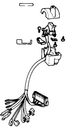 Left Handlebar Switch Assembly for Honda Elite 250 (1986 Models) (OEM), depicted in a detailed line drawing showing a wire connected to the device, highlighting its design and structure.