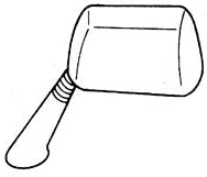 Left Mirror Assembly for Honda Elite 250 (1985-1988 Models) (OEM) illustrated as a black and white sketch of a mallet-like shape, highlighting design and line art elements.