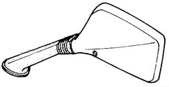 Left Mirror Assembly for Honda Elite 250 (1989-1990 Models) (OEM); a black and white drawing of a wrench, highlighting the precise detailing and fit for the specific models.