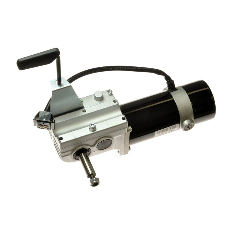 Left Motor Assembly for the Jazzy Select 14, Jazzy Select 14 XL, Jet 1, Jet 1 HD, and Jet 2 Power Chairs, featuring a black and silver motor with a freewheel release handle and mounting hardware.