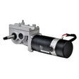 Left Motor Assembly (PM802-D08D) for the Jazzy Select 14, Select HD, Pride J6 & TSS 450, featuring a visible black and silver electric motor with attached components like motor brushes and screws.