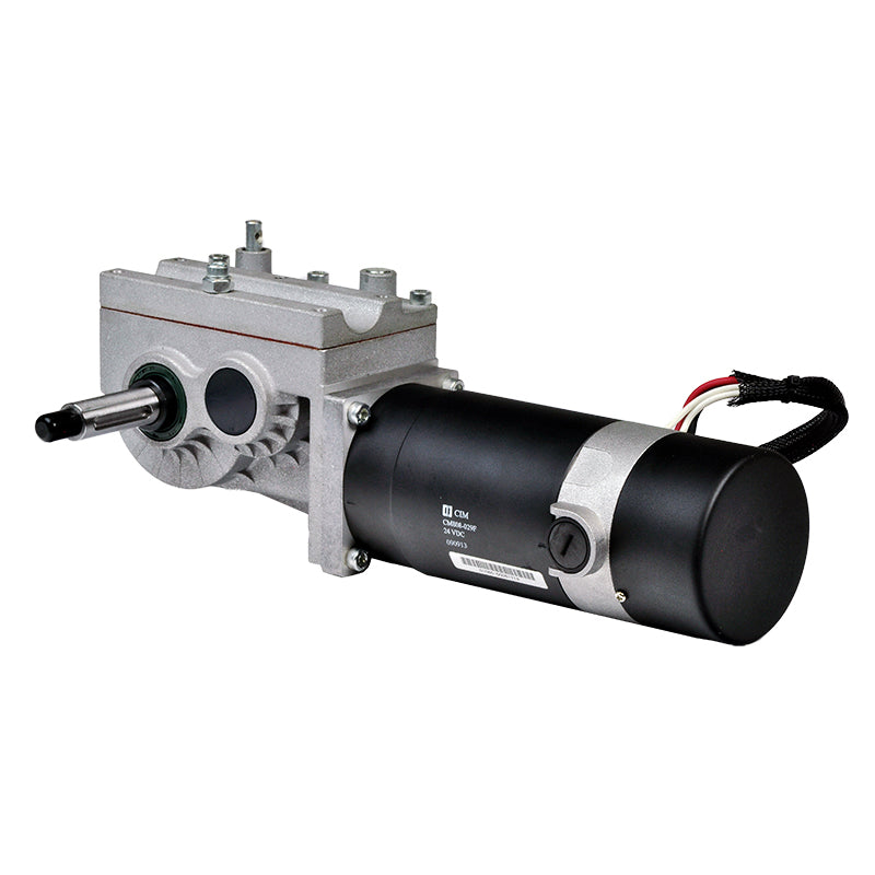 Left Motor Assembly (PM802-D08D) for the Jazzy Select 14, Select HD, Pride J6 & TSS 450, featuring a visible black and silver electric motor with attached components like motor brushes and screws.