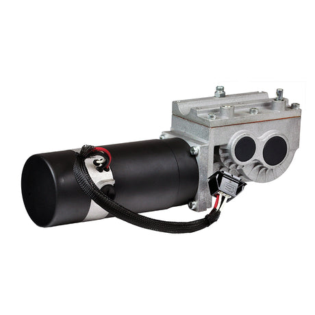 Left Motor Assembly (PM802-D08D) for the Jazzy Select 14, Select HD, Pride J6 & TSS 450, featuring a black and silver machine with a visible black tube and close-up of the motor components.