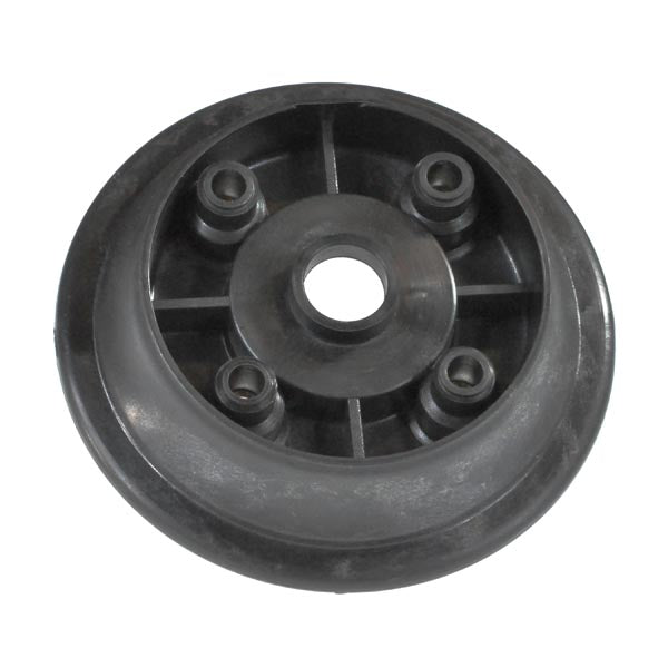 Left Rear Hub for the Bladez XTR Lite 250 Powerboard, a black circular auto part with multiple holes, used in the wheel system. Does not include bolts.