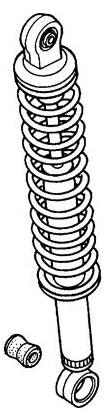 Black and white sketch of a coil spring, illustrating the Left Rear Shock Absorber for Honda Helix CN250 (1986 Models) (OEM).