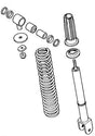 Left Rear Shock Absorber for Honda Elite 250 (1989-1990 Models) (OEM) depicted in a detailed black and white mechanical drawing, showcasing the coil spring and tube components essential for the vehicle's suspension.