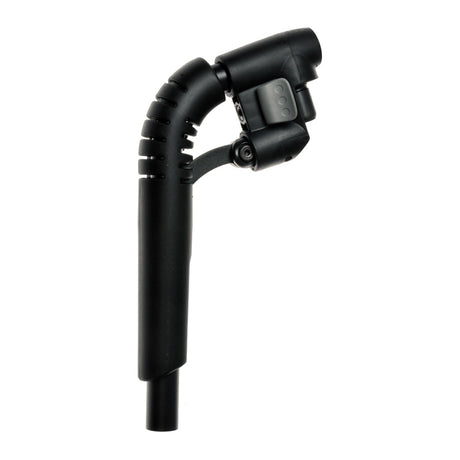 Upper Leg Rest Assembly for the Quantum R-4000 & Q6 Edge, featuring an angle adjustable swing-away unit, visible in a close-up shot as a black microphone with a black handle.