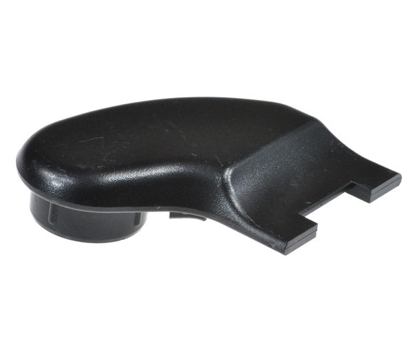 Caster Wheel Left Front Head Tube Cap for Invacare Pronto M71 with SureStep, showcasing a close-up of the black plastic component against a plain background.