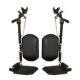 Complete Elevating Leg Rest Assembly Set (Left & Right) for the Golden Technologies Alante Jr (GP200), featuring two adjustable leg rests with swing-away footrests and calf pads, shown in a close-up view.