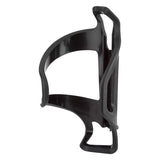 Lezyne Flow Cage SL showing a black plastic side-loading water bottle holder with strong cage ribs and a low-profile design, ideal for securing bottles on small bike frames.