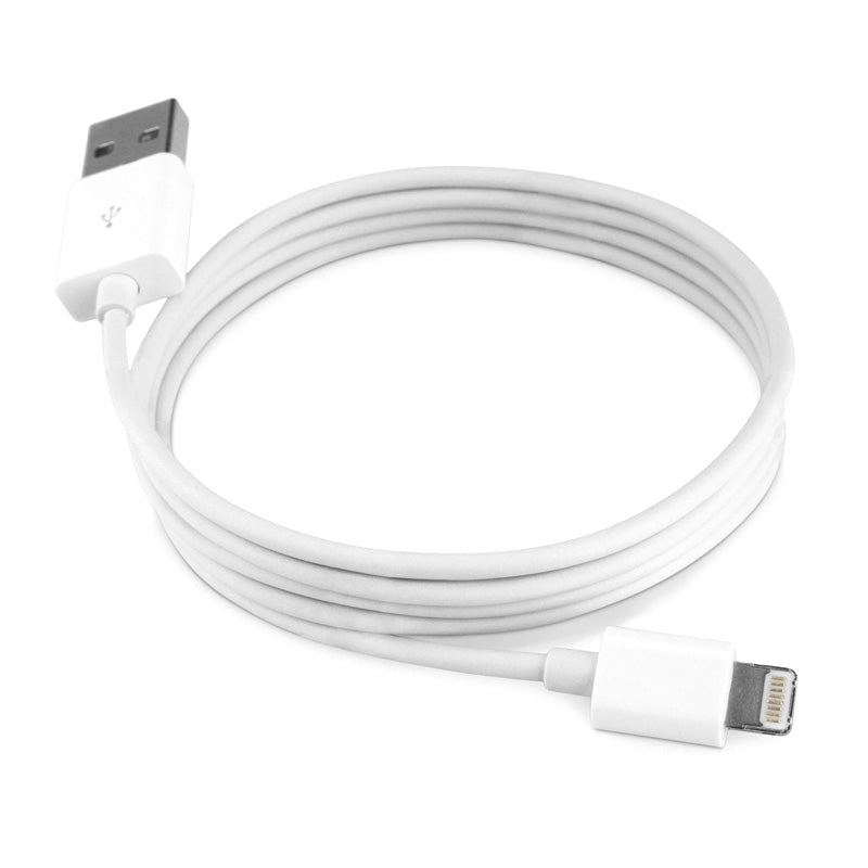 Lightning to USB Cable - a white cable with a USB plug, compatible with various Apple devices, 1 meter in length.