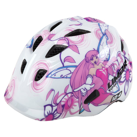 124 Small Child's Bike & Scooter Helmet, a high-quality safety helmet designed for small children, featuring a white and pink design for a fun, appealing look.