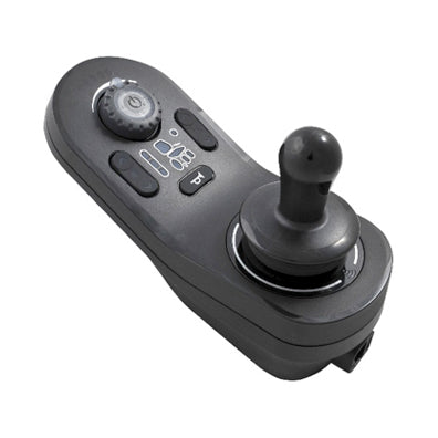 LiNX Joystick for Invacare AVIVA FX & TDX SP2 Power Chairs featuring a black remote control with various buttons and knobs, designed ergonomically for ease of use and optimal control.